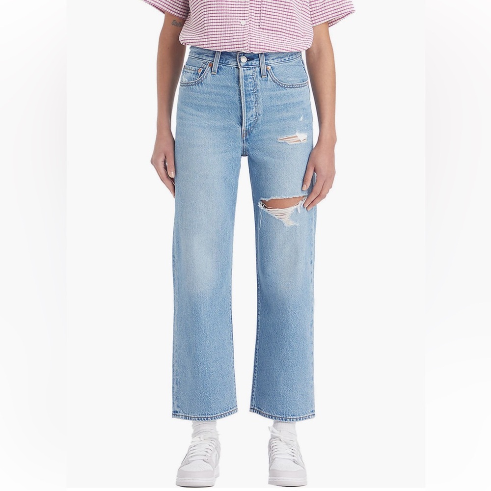 Levi’s Ribcage Ripped High Waist Ankle Straight Leg Jeans